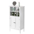 Basicwise White Bathroom Storage Cabinet with 2 Doors and 2 Open Shelves for Bedroom, Bathroom, and Vanity QI004025.WT